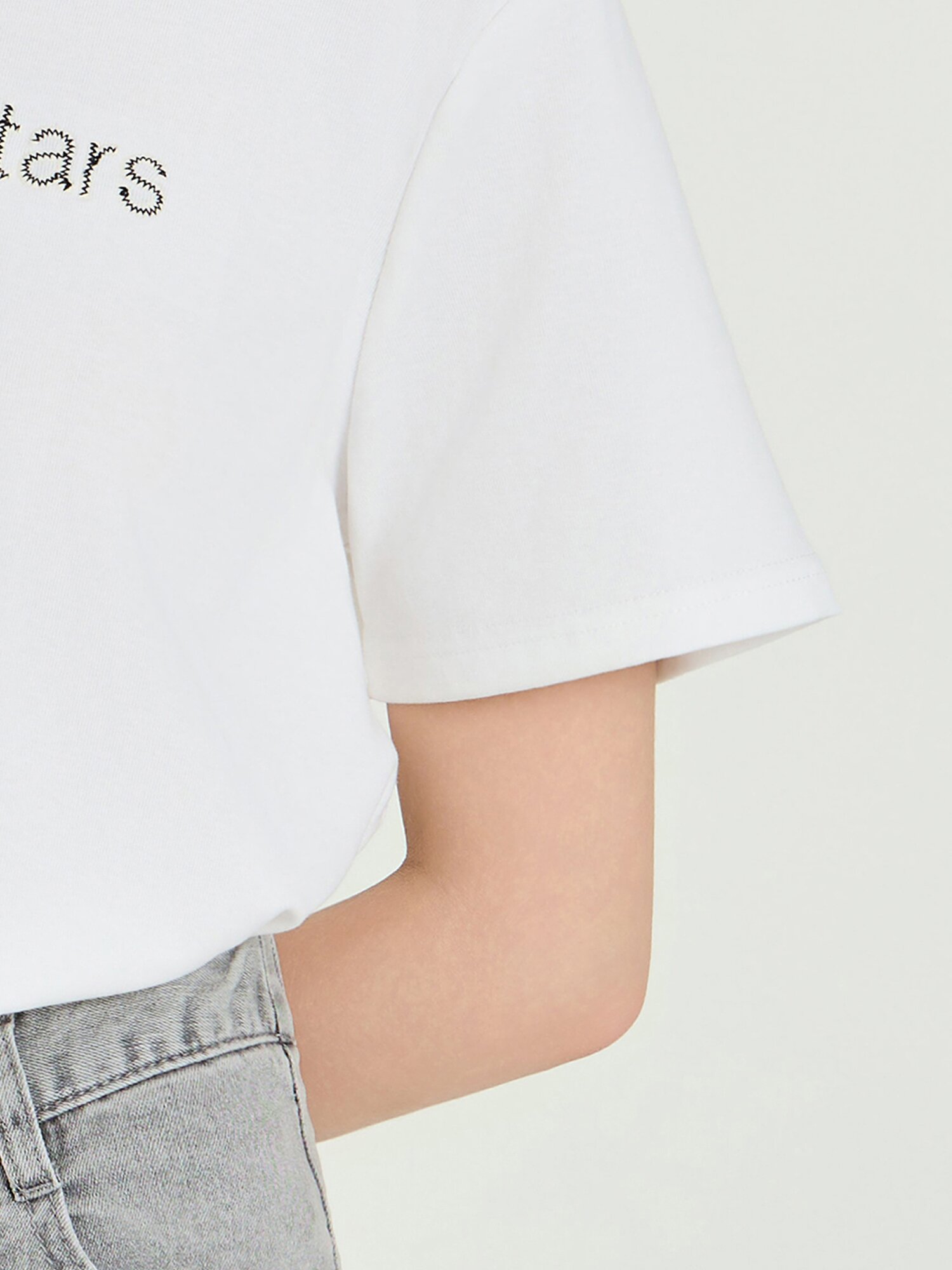 스판 레터링 자수 티셔츠 (WHITE)
