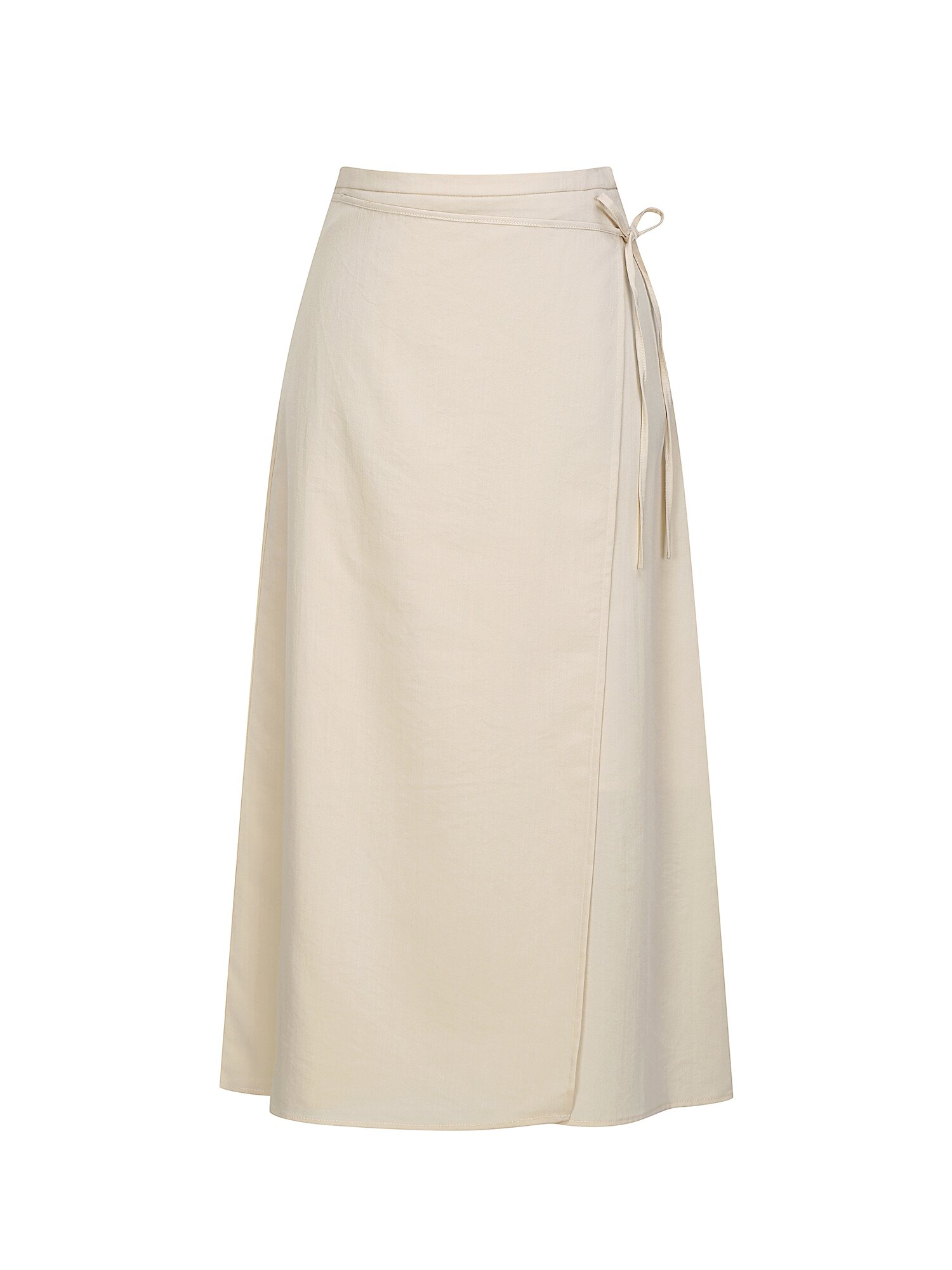 벨트 장식 랩 A라인 스커트 (BEIGE)