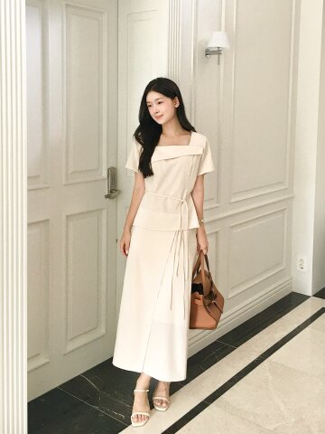 벨트 장식 랩 A라인 스커트 