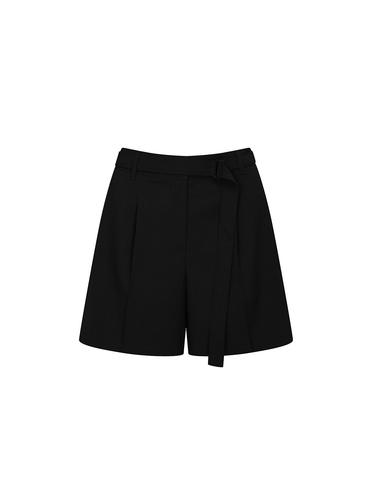 클래식 벨티드 원턱 숏 팬츠 (BLACK)