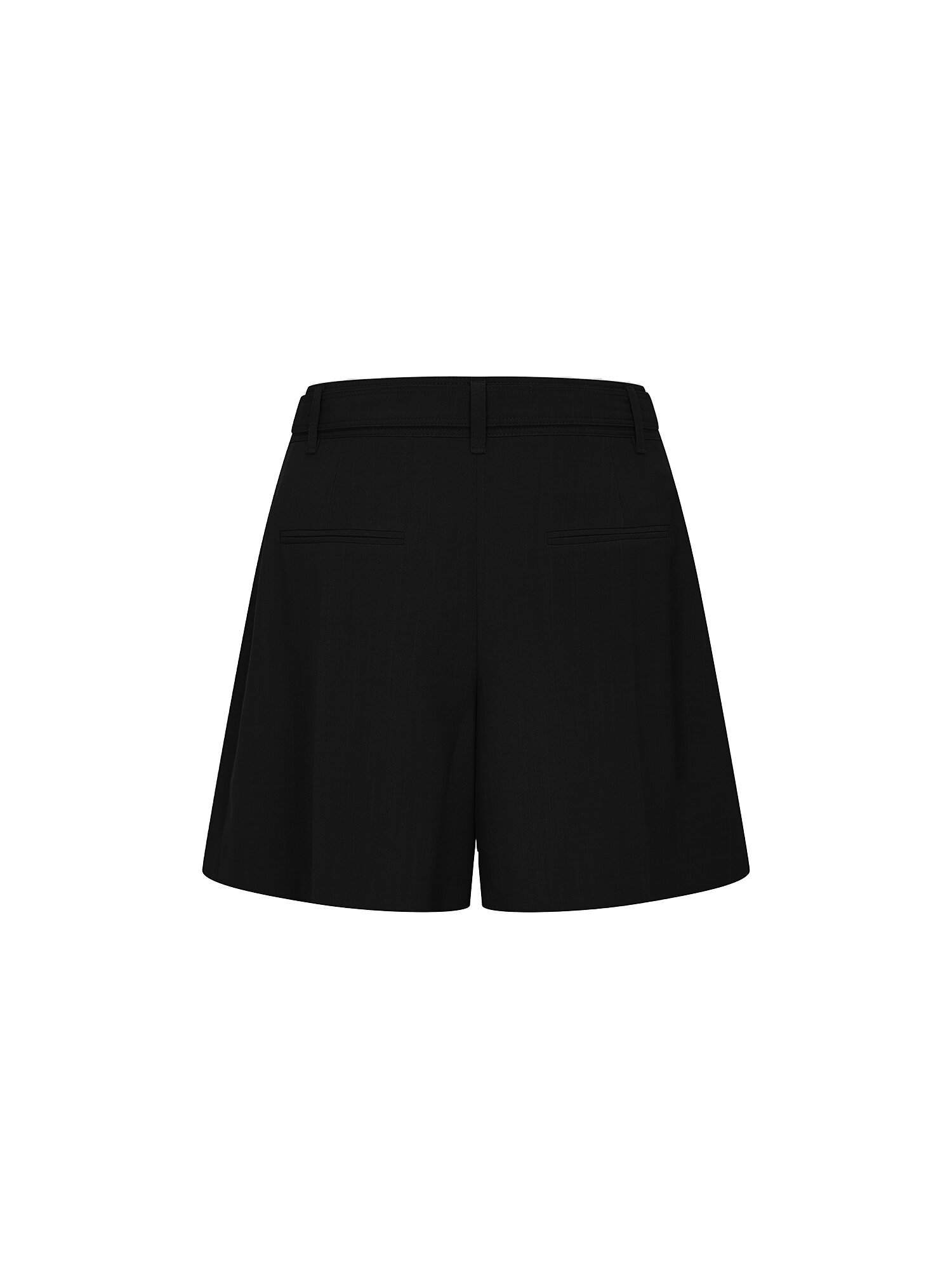 클래식 벨티드 원턱 숏 팬츠 (BLACK)
