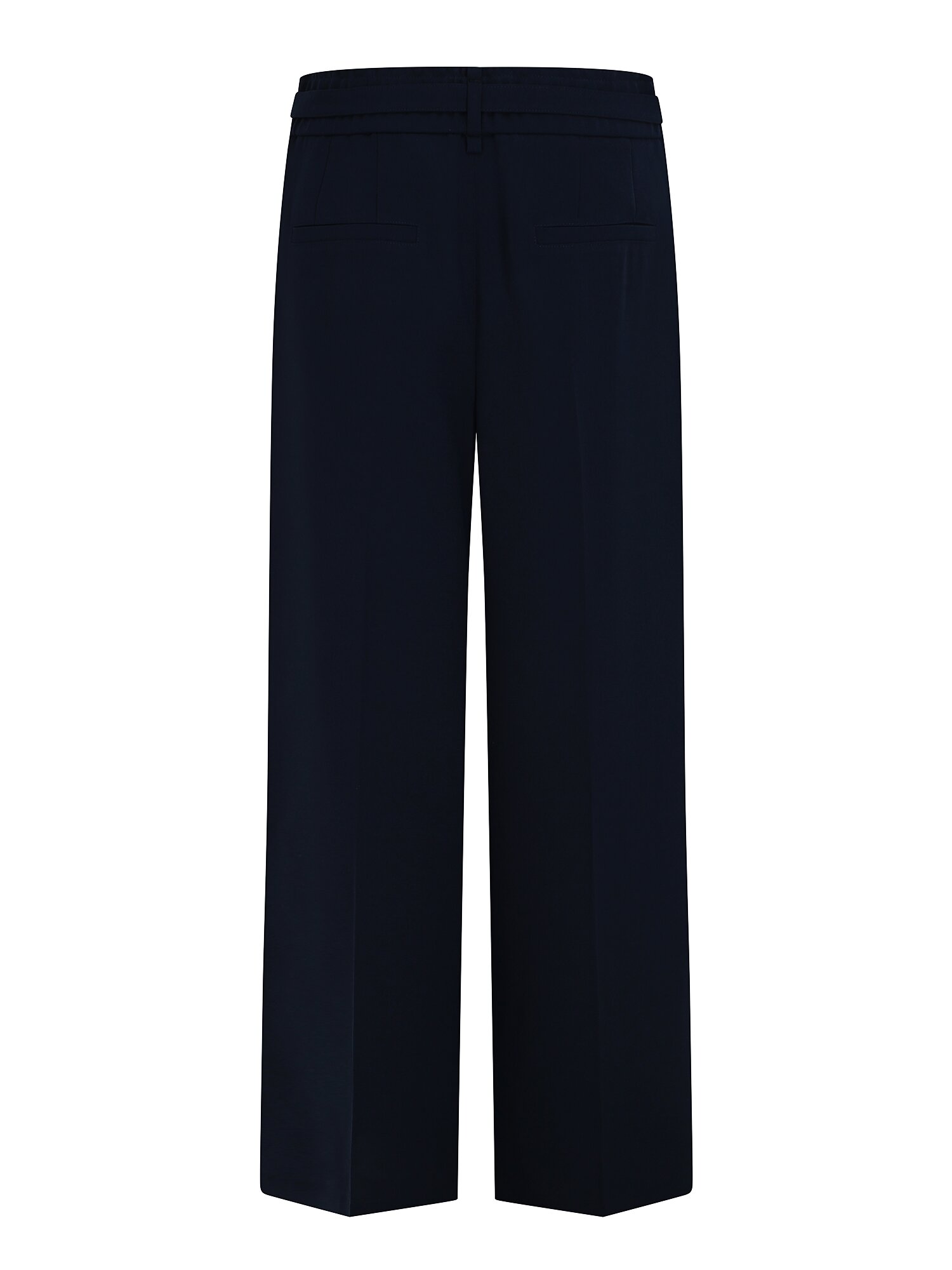벨티드 투턱 백 밴딩 와이드 팬츠 (NAVY)