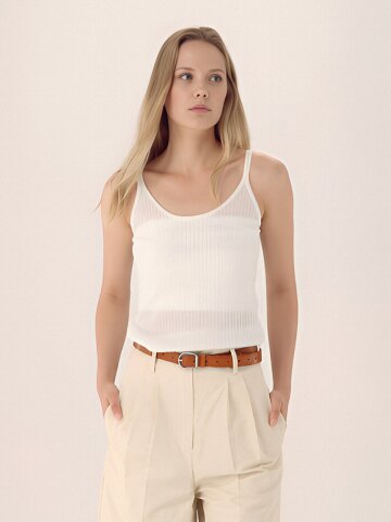 Linen Rib Sleeveless Knit _Ivory