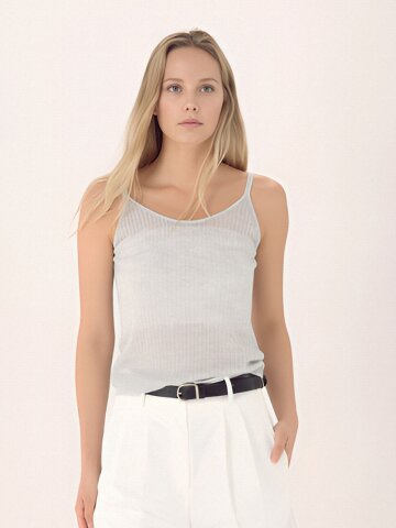 Linen Rib Sleeveless Knit _L.Grey
