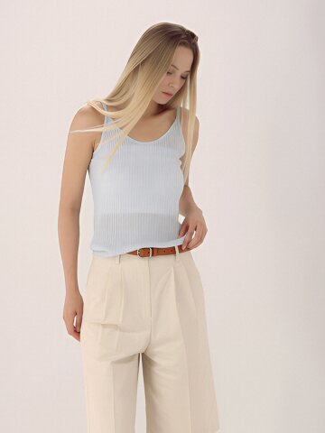 Linen Rib Sleeveless Knit _MT.Blue