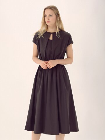 Front Cut Banding Dress _Brown