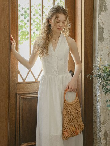 PM_Flowy halter long dress_WHITE