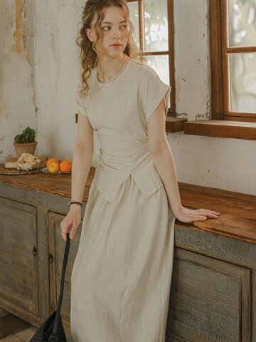 PM_Waist tuck top and skirt set_LIGHT BEIGE