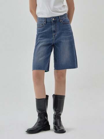 DENIM EDGE CUT INNER COLOR SHORTS BLUE S6