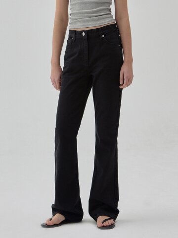 DENIM LONG FLARE JEANS BLACK S6