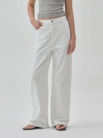 DENIM LOOSE WIDE PANTS WHITE S6