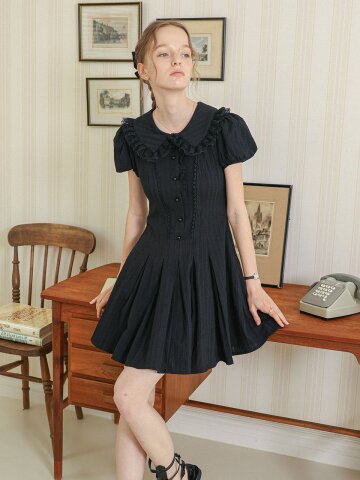 DD_Frill sailor lace collar mini dress_BLACK