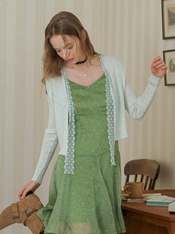 DD_Lace trim knit cardigan_MINT