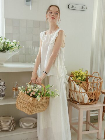 DD_Flutter ruffle blouse and skirt set_IVORY
