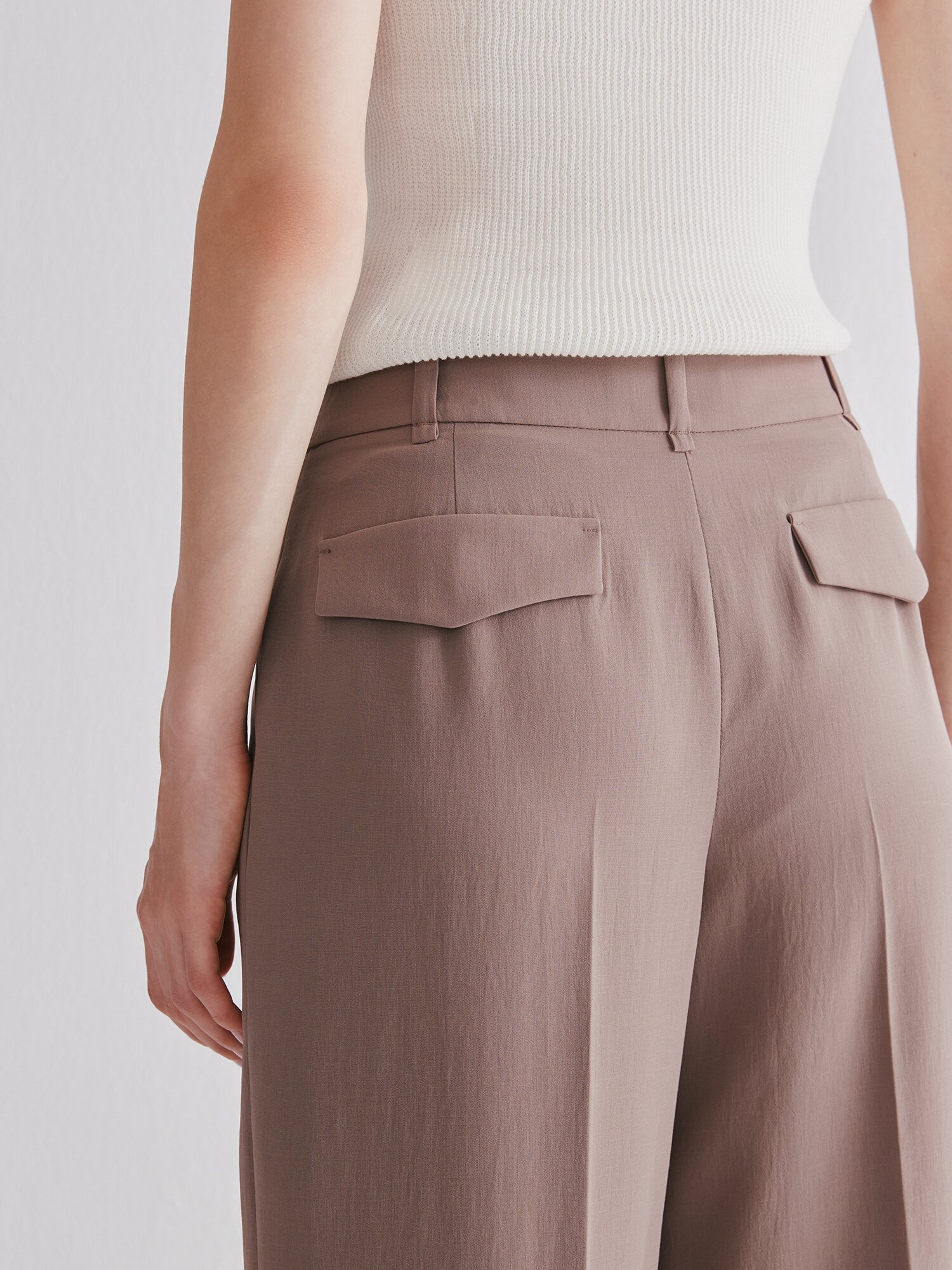 미니멀 원턱 와이드 팬츠 (LIGHT BROWN)