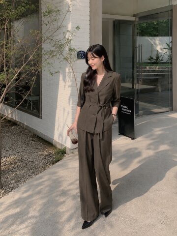 자수 포켓 7부 싱글 투버튼 재킷 