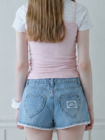 SUNNY HEART DENIM SHORTS_INDIGO