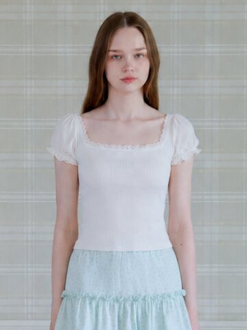 HONEY LACE PUFF T-SHIRT_WHITE