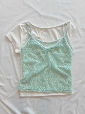 PIXIE PETAL OFF-SHOULDER SET_MINT