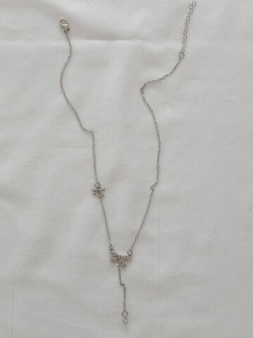 TWINKLE TWIN RIBBON NECKLACE_SILVER