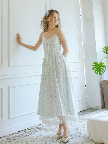 LB_Garden bloom lace ribbon dress_BLUE