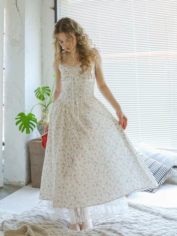 LB_Garden bloom lace ribbon dress_PINK