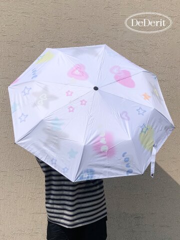 데데리트 귀여운 키치 별 하트 3단 접이식 수동 우산 양산 자외선차단 암막 우양산 양우산 생일 친구 여름 장마 커플 선물