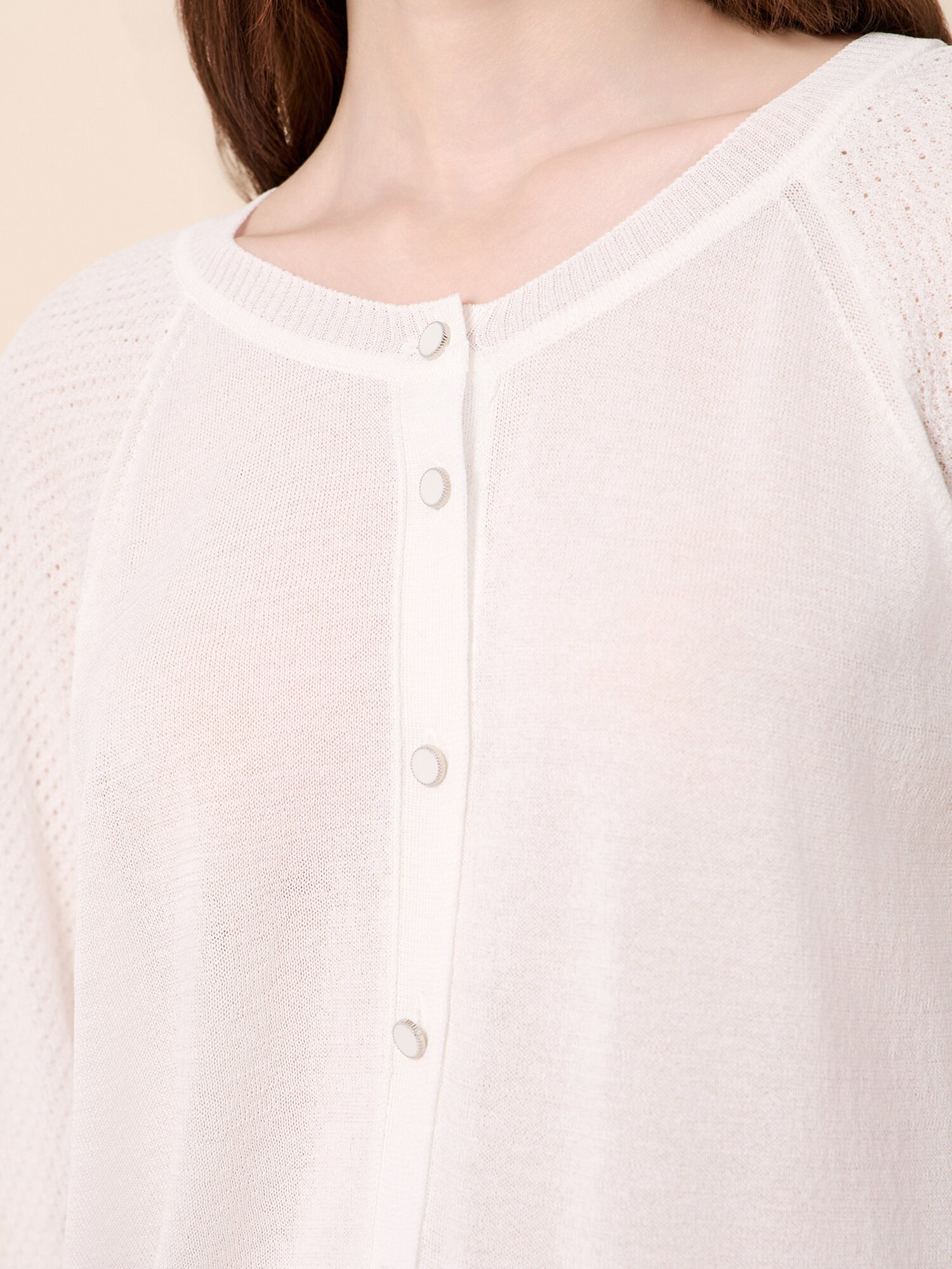 펀칭 케이프 미드 슬리브 가디건 (WHITE)