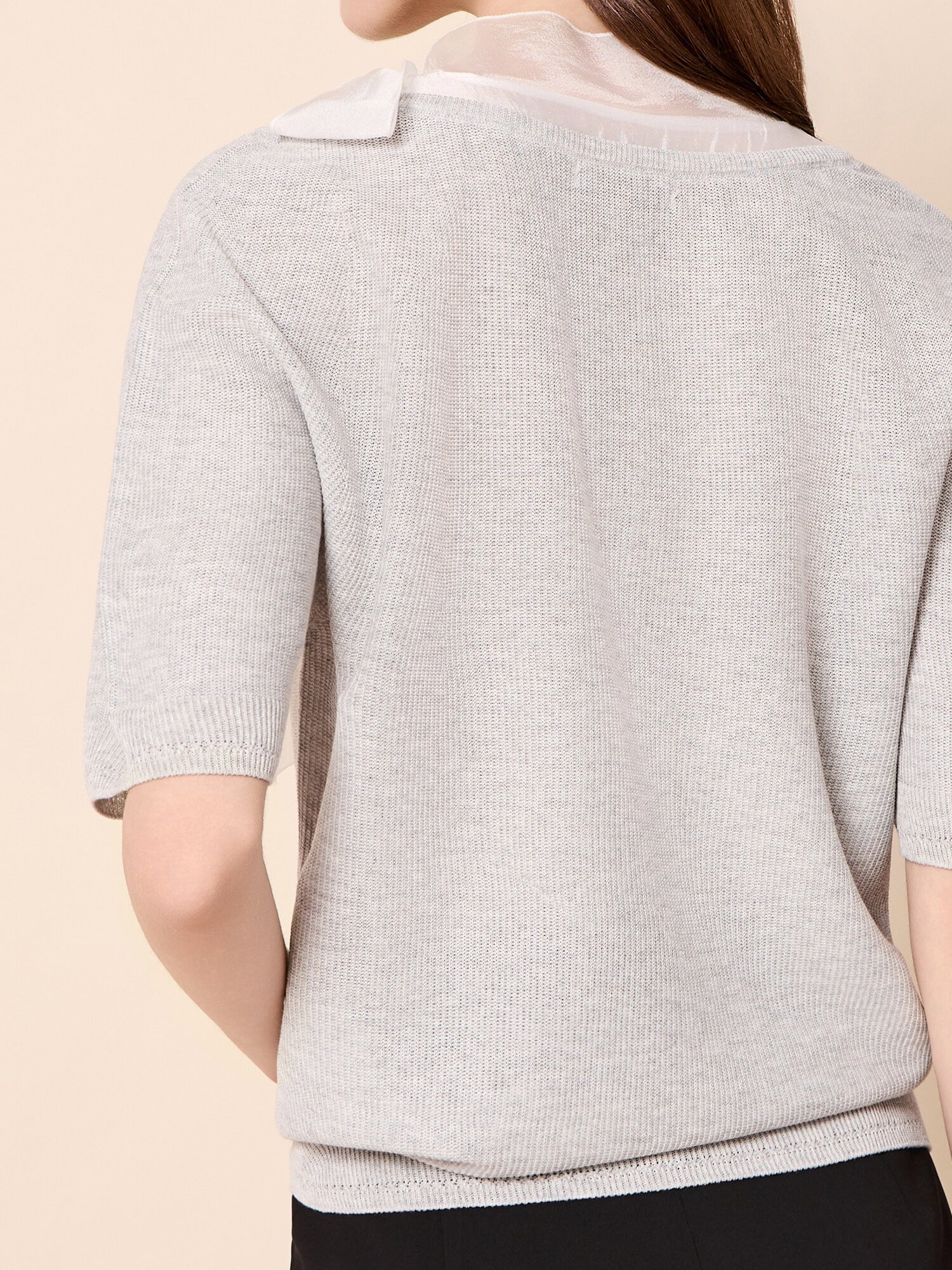 타이넥 레이어드 하프 슬리브 니트 (GREY)