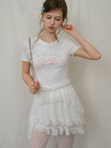 Cest_Lace frill layered top