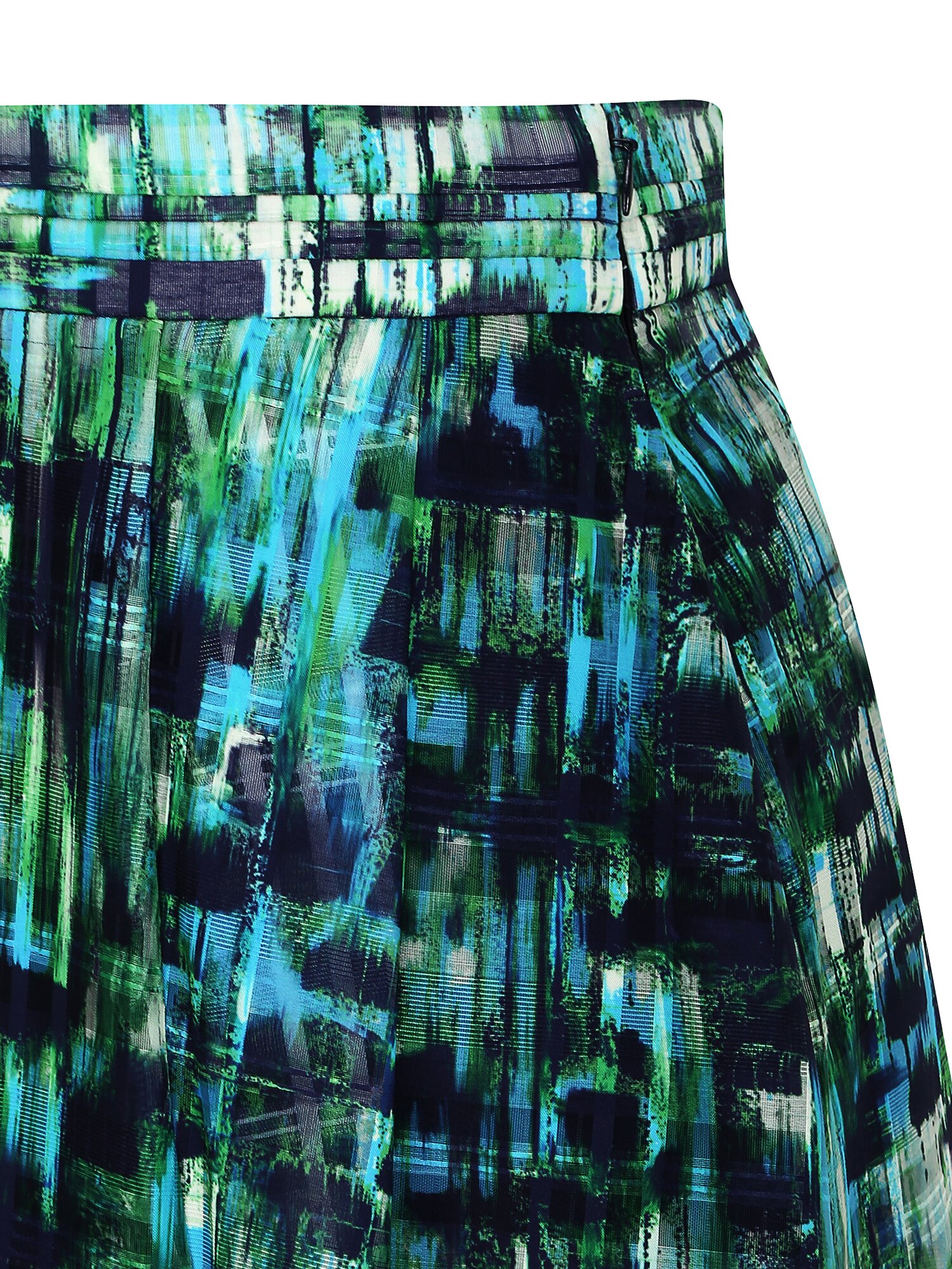 언밸런스 슬릿 플레어 스커트 (PRINT GREEN)