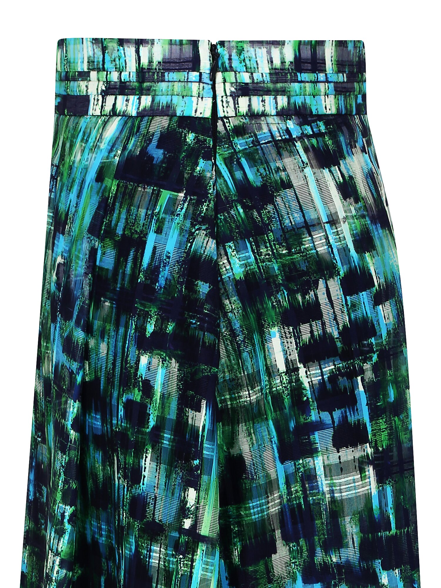 언밸런스 슬릿 플레어 스커트 (PRINT GREEN)