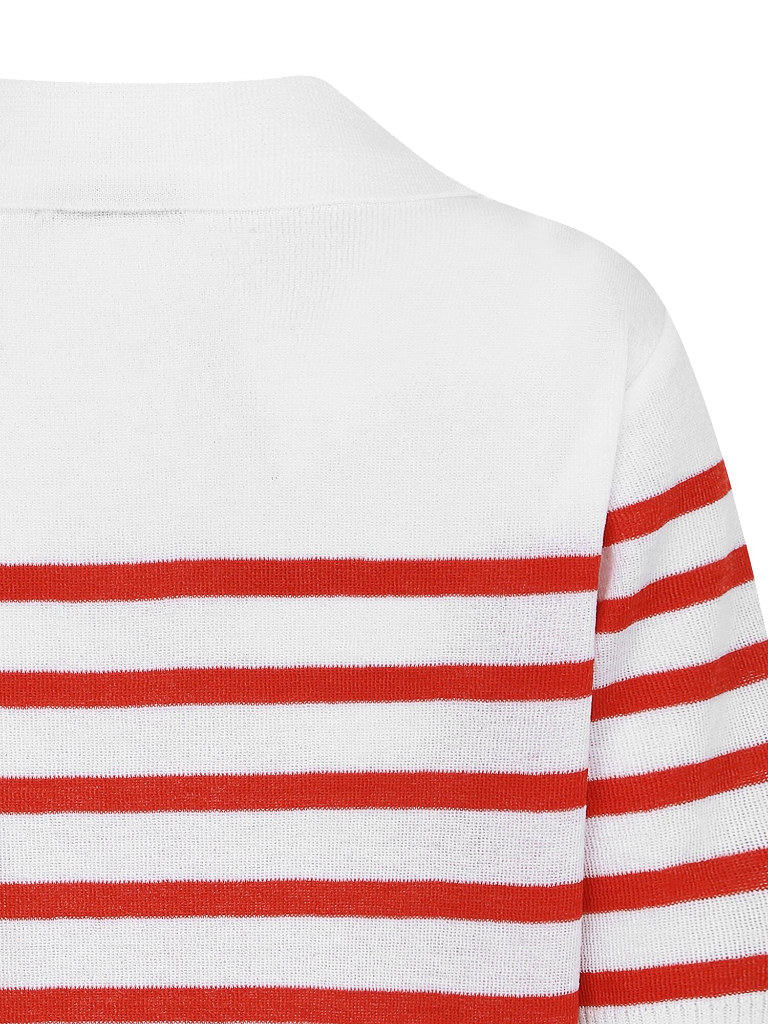 스트라이프 자수 브이 칼라 니트 (STRIPE RED)
