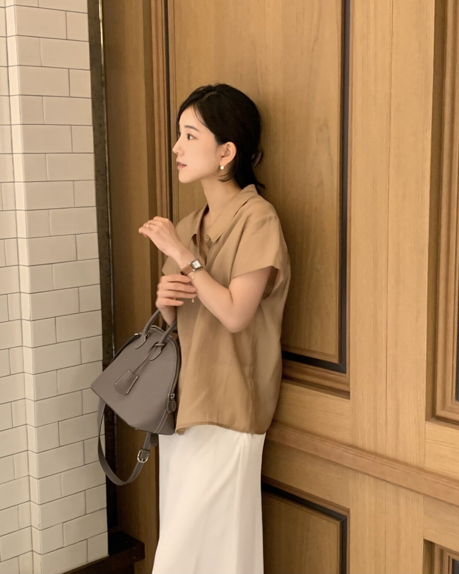 [2컬러] 르제로 실키 반팔 셔츠