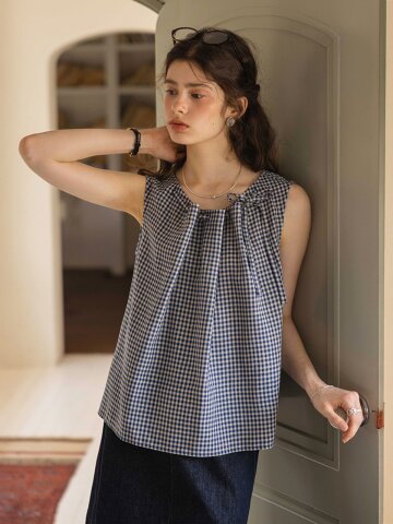 DA_Mist plaid loose a-line camisole