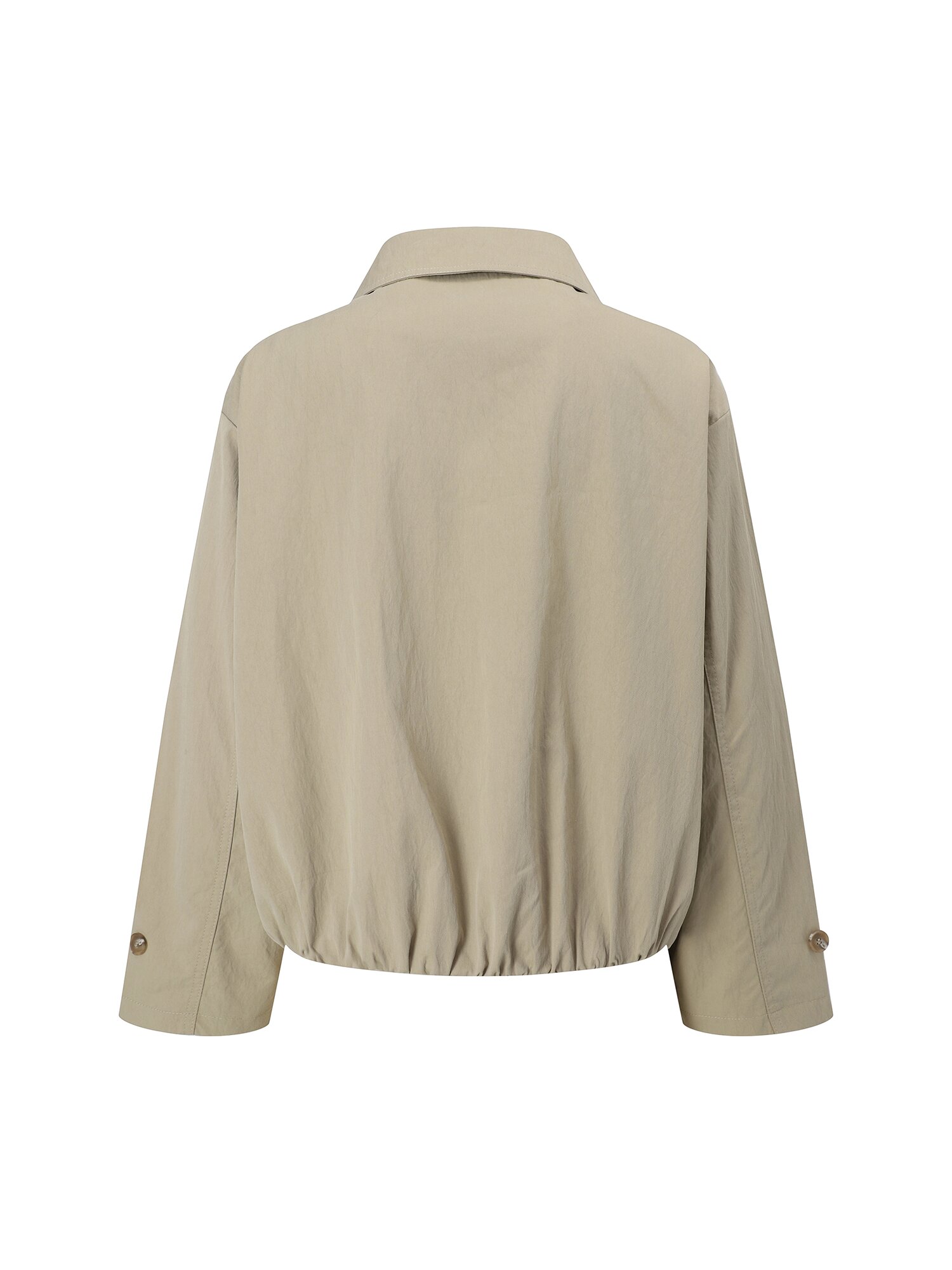 밴딩 싱글 칼라 숏 트렌치 코트 (BEIGE)