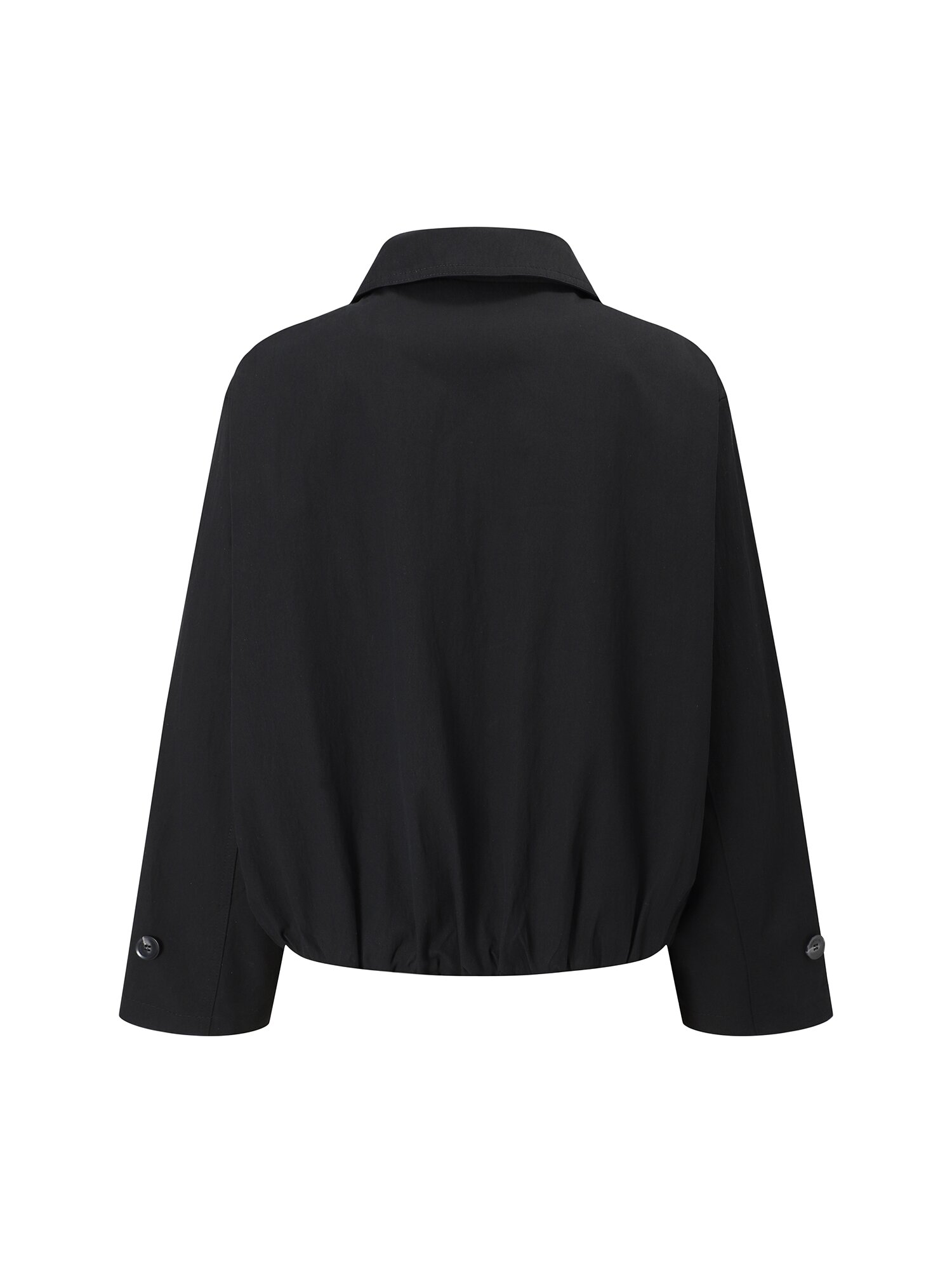 밴딩 싱글 칼라 숏 트렌치 코트 (BLACK)