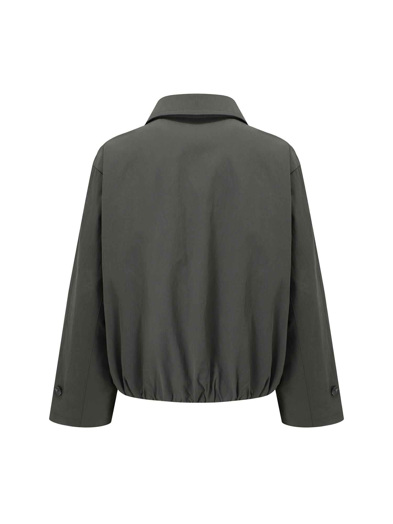 밴딩 싱글 칼라 숏 트렌치 코트 (DARK GREY)
