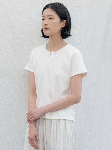 Henley Short Sleeve T-Shirt_WHITE