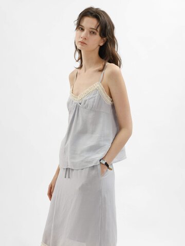 WD_Lace camisole top and layered skirt set_BLUE