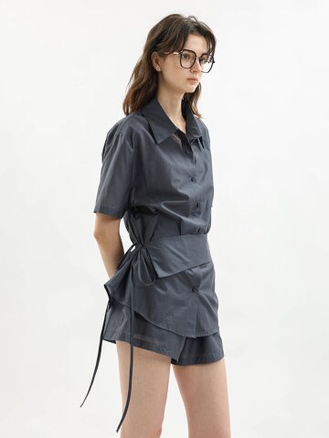 WD_Relaxed fit shirt and short pants set_CHARCOAL