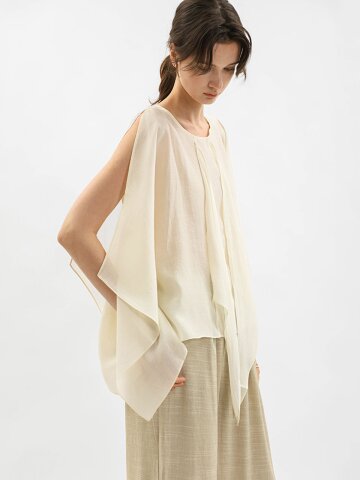 WD_Fluid layered sleeveless top_IVORY