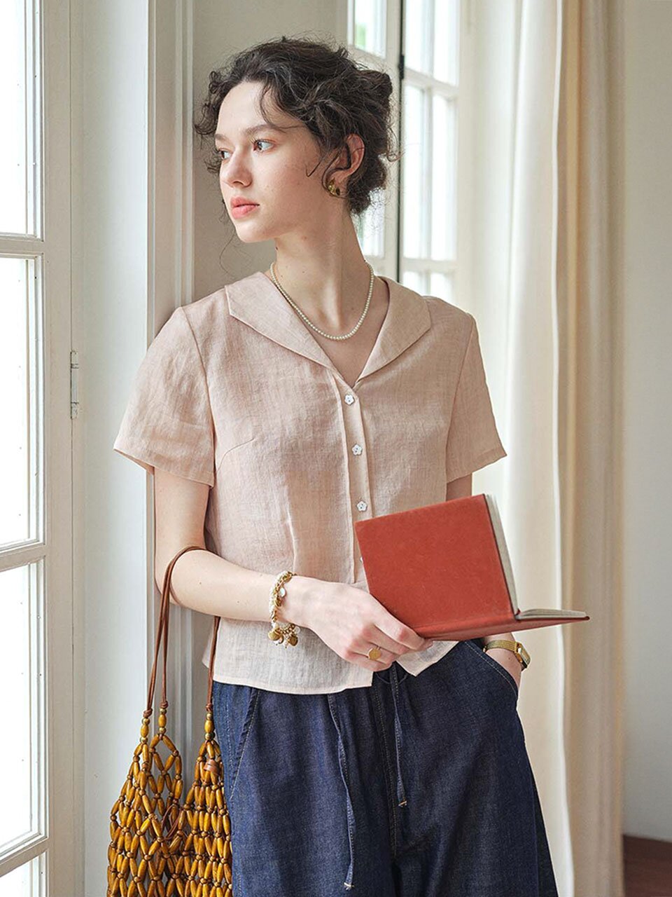 SR_Vintage short commuter blouse_2color