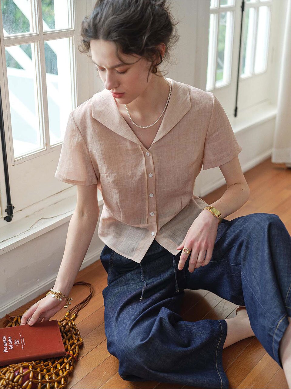 SR_Vintage short commuter blouse_2color