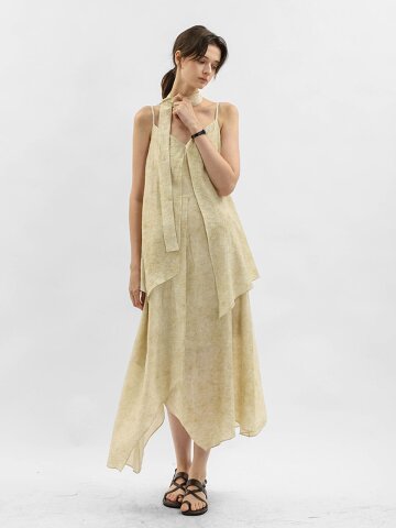 WD_Layered handkerchief hem dress_BEIGE