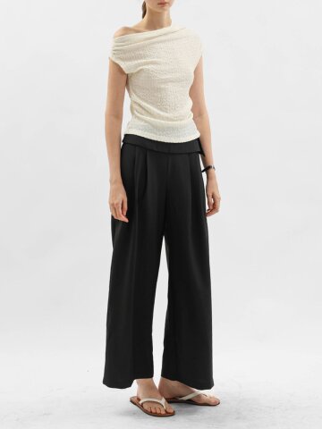 WD_Overlap waist wide pants_BLACK