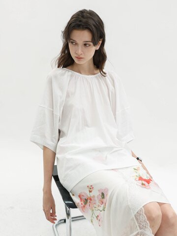 WD_Volume sleeve cotton blouse_WHITE
