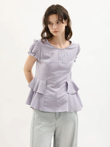 WD_Peplum puff sleeve blouse_PURPLE