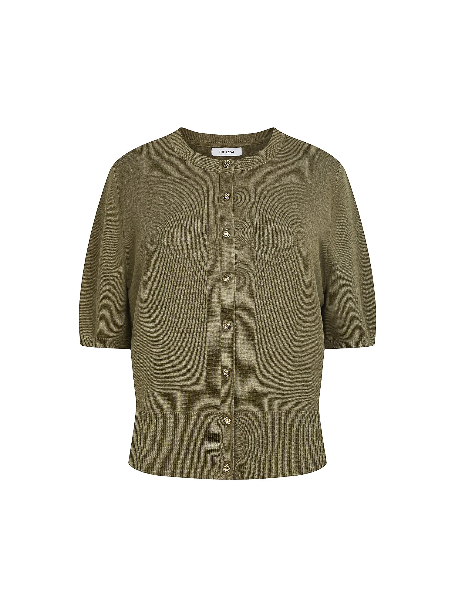 린넨 메탈 버튼 라운드넥 가디건 (KHAKI)