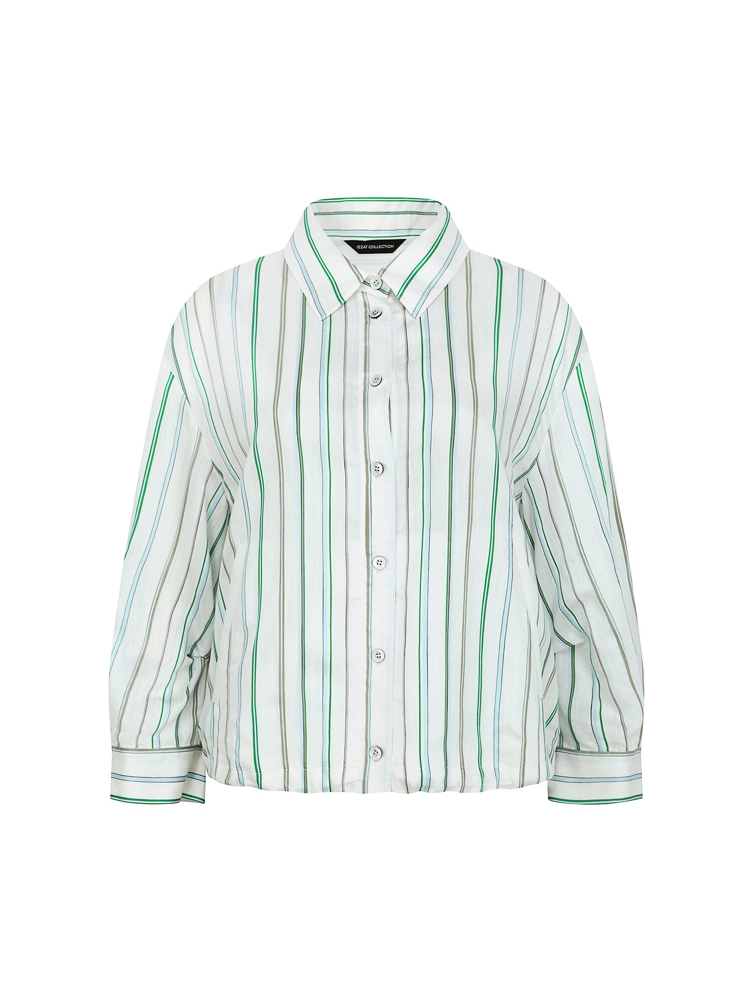 루즈핏 스트링 셔츠 블라우스 (STRIPE GREEN)